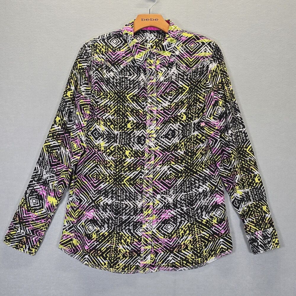 Rock 47 By Wrangler Western Shirt Geometric Women Snaps Size Large